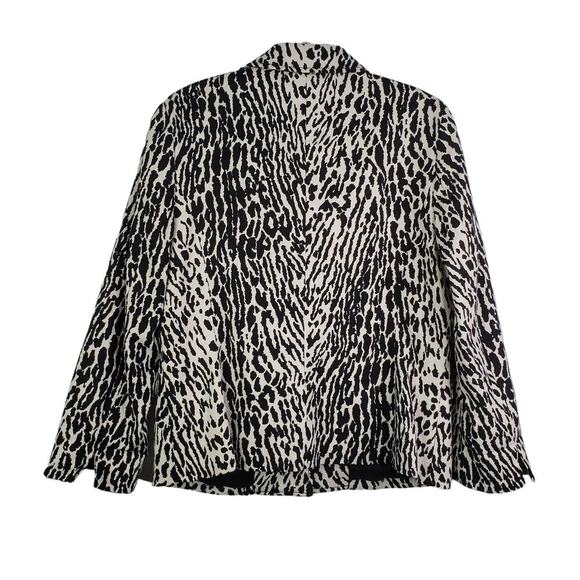 Talbots Blazer Womens Size 10 Medium Cotton Jacket Animal Print Black White - Picture 3 of 7